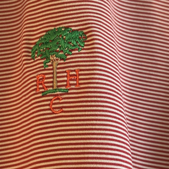 Peter Millar Summer Comfort Red and White Stripe Polo Golf - Picture 2 of 8